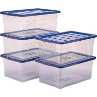 Bankers Box Aufbewahrungsboxen 38,0 l transparent, blau 38,0 x 56,0 x 25,0 cm, 5 St.