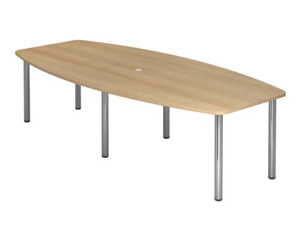 HAMMERBACHER Konferenztisch KT28C eiche Tonnenform, Rundrohr chrom, 280,0 x 85,0/130,0 x 72,0 - 74,0 cm