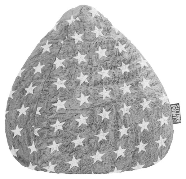 SITTING POINT Fluffy Stars L Sitzsack grau