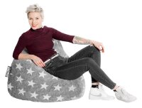 SITTING POINT Fluffy Stars L Sitzsack grau