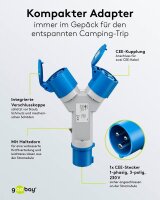 goobay Camping 2-fach CEE-Verteiler blau