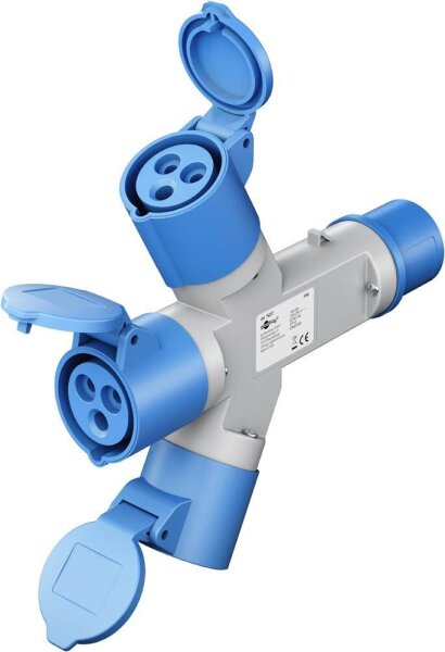 goobay Camping 3-fach CEE-Verteiler blau