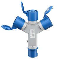 goobay Camping 3-fach CEE-Verteiler blau