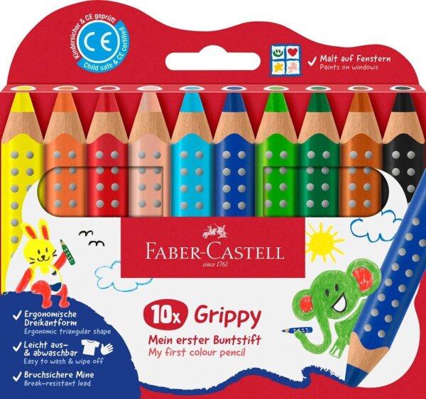 FABER-CASTELL Grippy Buntstifte farbsortiert, 10 St.