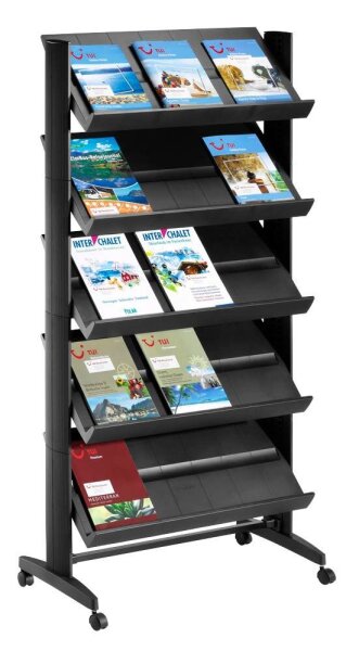 PAPERFLOW Prospektregal schwarz DIN A4 85,5 x 38,5 x 167,5 cm, 1 St.