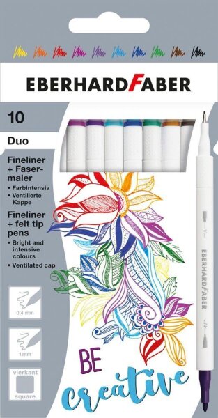 EBERHARD FABER Duo Fineliner farbsortiert 0,4 mm, 10 St.