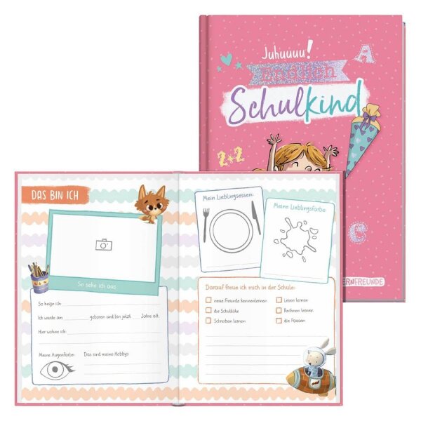 Häfft® Verlag Freundebuch Endlich Schulkind DIN A5 liniert, rosa Hardcover 48 Seiten, 1 St.