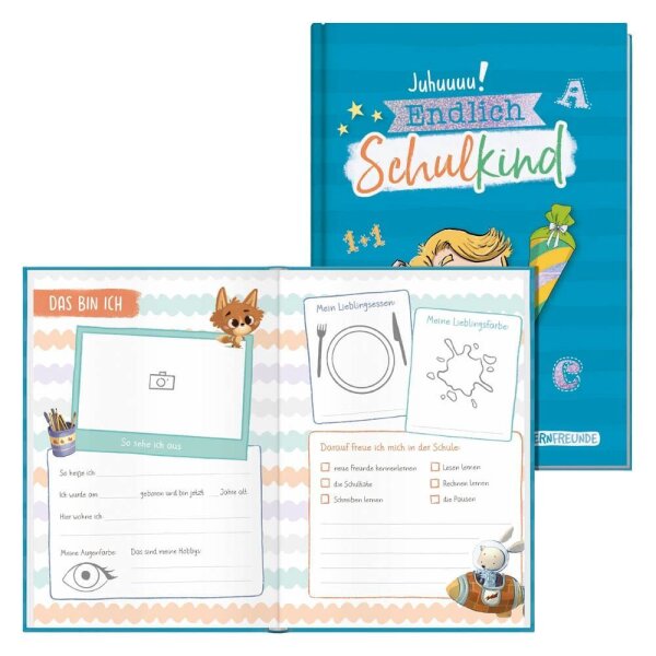 Häfft® Verlag Freundebuch Endlich Schulkind DIN A5 liniert, blau Hardcover 48 Seiten, 1 St.
