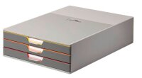 DURABLE Schubladenbox VARICOLOR®  dunkelgrau mit bunten Farblinien 760327, DIN A4 mit 3 Schubladen, 1 St.