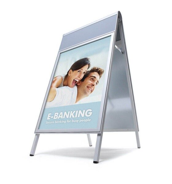 Showdown® Displays Kundenstopper Compasso C1 silber DIN A1 2 Fächer 66,0 x 79,3 x 130,9 cm, 1 St.