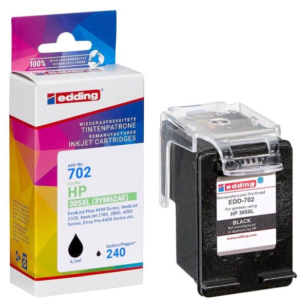 edding EDD-702 schwarz Druckerpatrone kompatibel zu HP 305XL (3YM62AE)