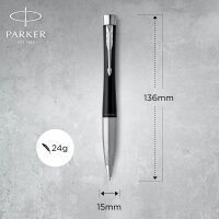 PARKER Kugelschreiber schwarz/silber, Schreibfarbe: blau, 1 St.