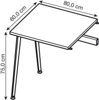 Quadrifoglio Anbautisch X3 beton, grau rechteckig 80,0 x 60,0 x 75,0 cm