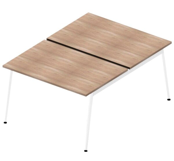 Quadrifoglio Doppelschreibtisch ulme rechteckig, 4-Fuß-Gestell weiß 120,0 x 164,0 cm