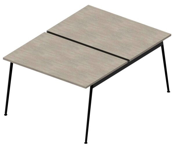 Quadrifoglio Doppelschreibtisch beton rechteckig, 4-Fuß-Gestell grau 120,0 x 164,0 cm