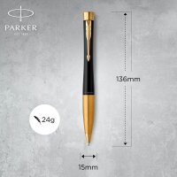 PARKER Kugelschreiber schwarz/gold, Schreibfarbe: blau, 1 St.