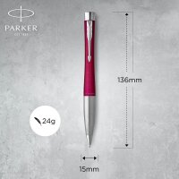 PARKER Kugelschreiber magenta/silber, Schreibfarbe: blau, 1 St.