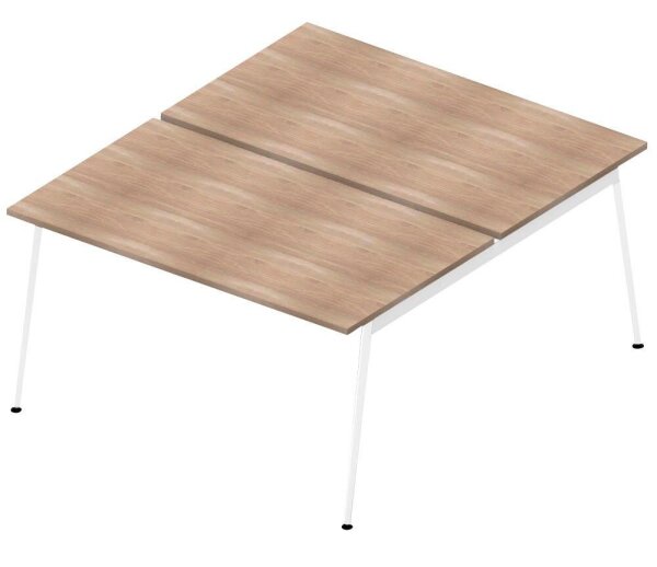Quadrifoglio Doppelschreibtisch ulme rechteckig, 4-Fuß-Gestell weiß 140,0 x 164,0 cm