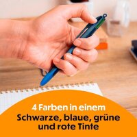 BIC 4-Farben-Kugelschreiber 4-Colours Smooth blau/hellblau, Schreibfarbe: schwarz, blau, rot, grün, 1 St.