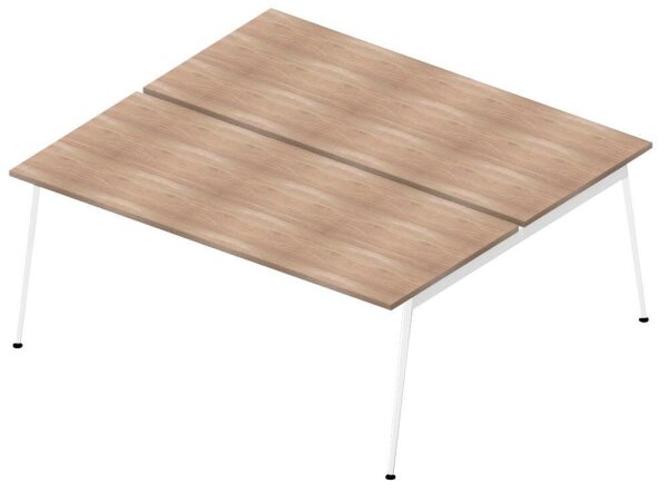 Quadrifoglio Doppelschreibtisch ulme rechteckig, 4-Fuß-Gestell weiß 180,0 x 164,0 cm