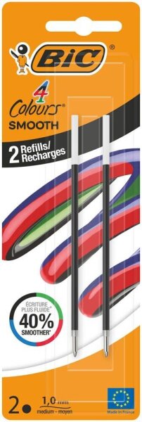 BIC 4 Colours Smooth Kugelschreibermine M schwarz, 2 St.
