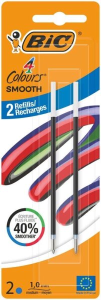 BIC 4 Colours Smooth Kugelschreibermine M blau, 2 St.