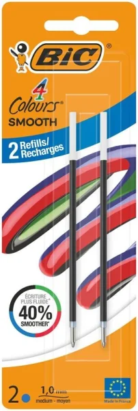BIC 4 Colours Smooth Kugelschreibermine M blau, 2 St.