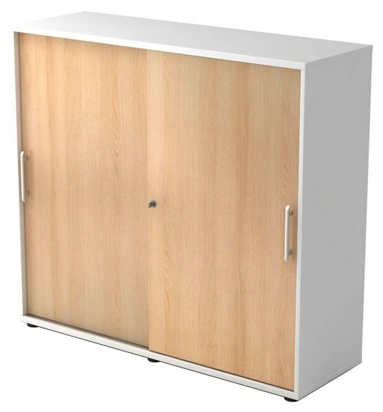 HAMMERBACHER Schiebetürenschrank, V1753S/W/E/RE weiß, eiche 2 Fachböden 120,0 x 40,0 x 110,0 cm