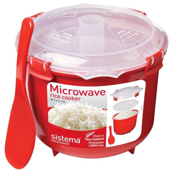 sistema® Mikrowellen-Reiskocher Reiskocher rot, transparent 2,6 l, 1 St.  ( SI1110 )