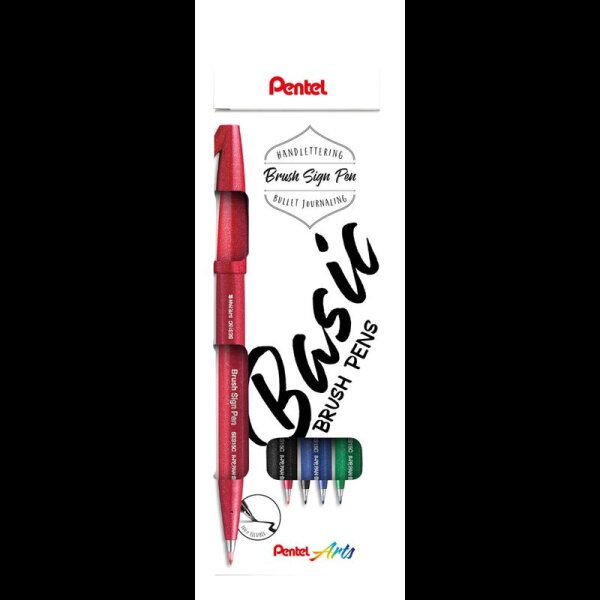 Pentel SES15C Brush-Pen farbsortiert, 4 St.