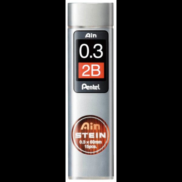Pentel Ain Stein C273 Feinminen-Bleistiftminen schwarz 2B 0,3 mm, 15 St.