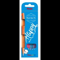 Pentel SES15C Brush-Pen farbsortiert, 4 Pack