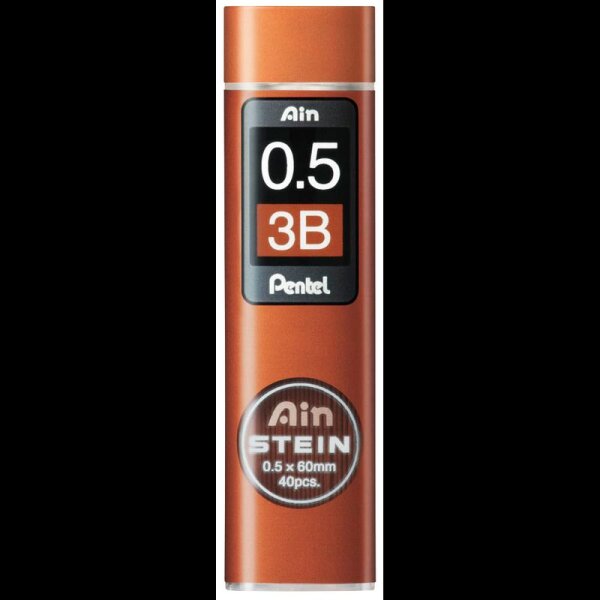 Pentel Ain Stein C275 Feinminen-Bleistiftminen schwarz 3B 0,5 mm, 40 St.