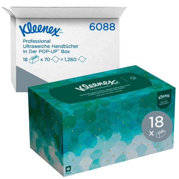 Kleenex® Papierhandtücher 6088 ULTRA SOFT POP-UP Interfold-Falzung 1-lagig weiß, 18x 70 Tücher