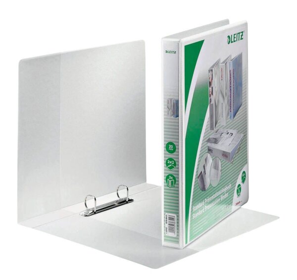 LEITZ Präsentationsringbücher 2-Ringe weiß 3,7 cm DIN A4, 6 St.