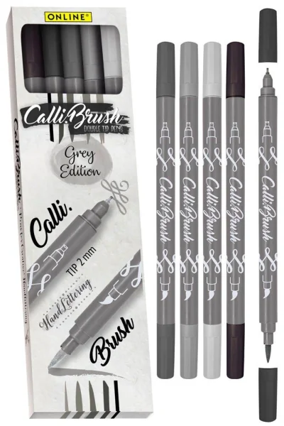 ONLINE® Calli.Brush Double Grey Brush-Pens...
