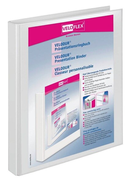 VELOFLEX VELODUR® Präsentationsringbücher 2-Ringe weiß 2,0 cm DIN A4, 10 St.