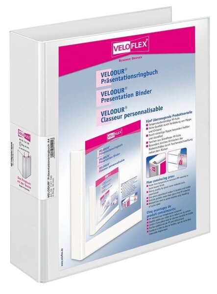 VELOFLEX VELODUR® Präsentationsringbücher 2-Ringe weiß 6,0 cm DIN A4, 10 St.