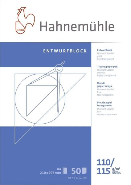 HAHNEMÜHLE Transparentpapier Entwurfblock 115 g/qm, 1 Block