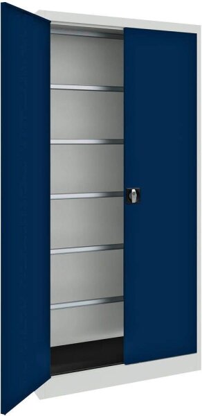 mauser Stahlschrank BF 4 PLZ  - 7035/5003 lichtgrau, saphirblau keine Fachböden 95,0 x 42,0 x 195,0 cm, aufgebaut, 1 St.