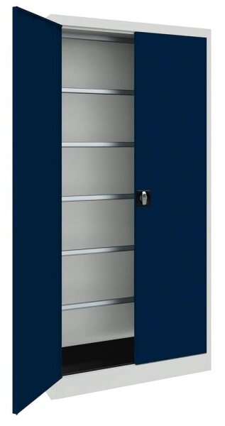mauser Stahlschrank BF 5 PLZ  - 7035/5003 lichtgrau, saphirblau keine Fachböden 95,0 x 50,0 x 195,0 cm, aufgebaut, 1 St.