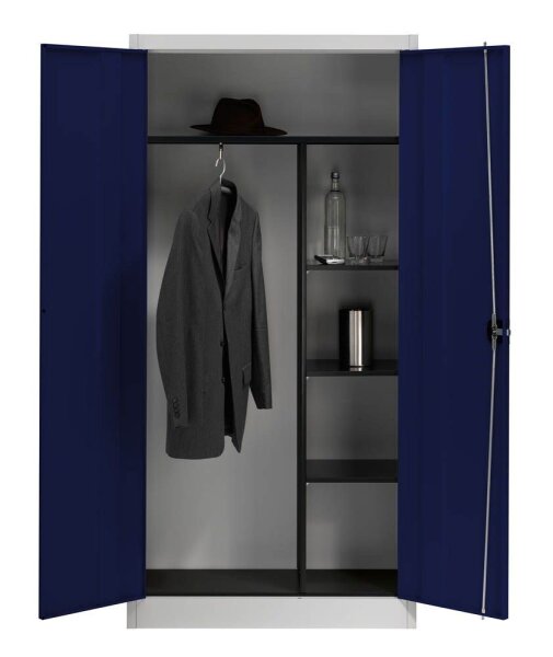 mauser Stahlschrank BF 5K  - 7035/5003 lichtgrau, saphirblau 3 Fachböden 95,0 x 50,0 x 195,0 cm, aufgebaut, 1 St.