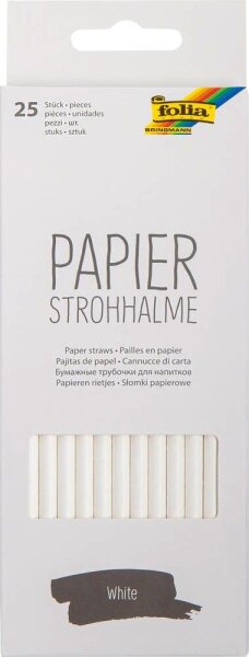 folia Strohhalme WHITE weiß Papier, knickbar, 25 St.