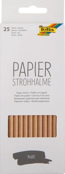 folia Strohhalme KRAFT braun Papier, knickbar, 25 St.