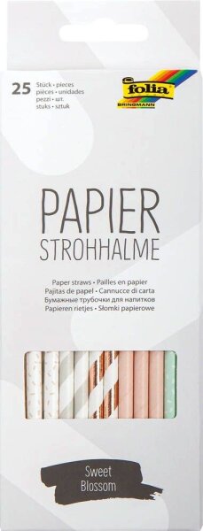 folia Strohhalme SWEET BLOSSOM farbsortiert Papier, knickbar, 25 St.