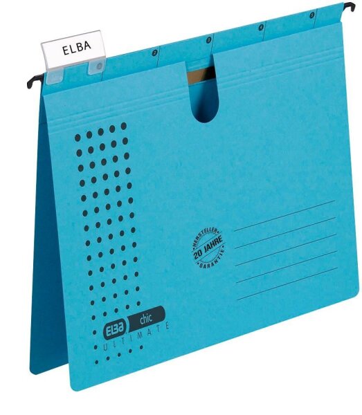 ELBA Hängehefter chic ULTIMATE Karton blau DIN A4 1x kaufmännische Heftung, 5 St.