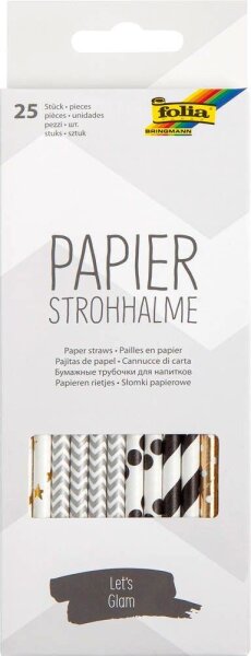 folia Strohhalme LET´S GLAM farbsortiert Papier, knickbar, 25 St.