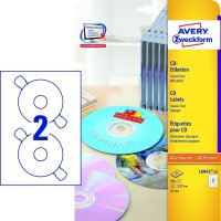 AVERY Zweckform CD-Etiketten L6043-25 weiß, 50...