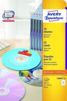 AVERY Zweckform CD-Etiketten L6043-25 weiß, 50...