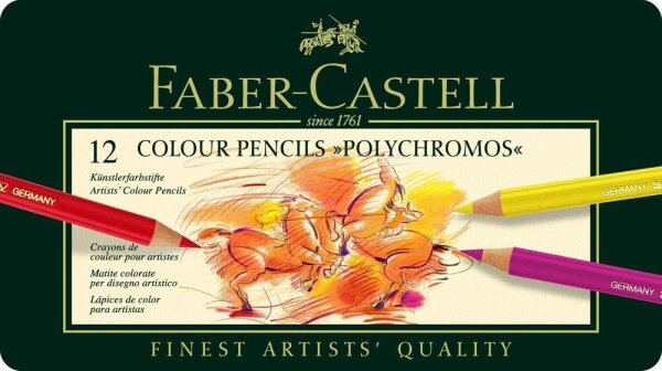 FABER-CASTELL Künstlerfarbstifte Polychromos Buntstifte farbsortiert, 12 St.